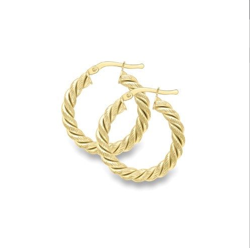 9k Yellow Gold Twisted Hoop
