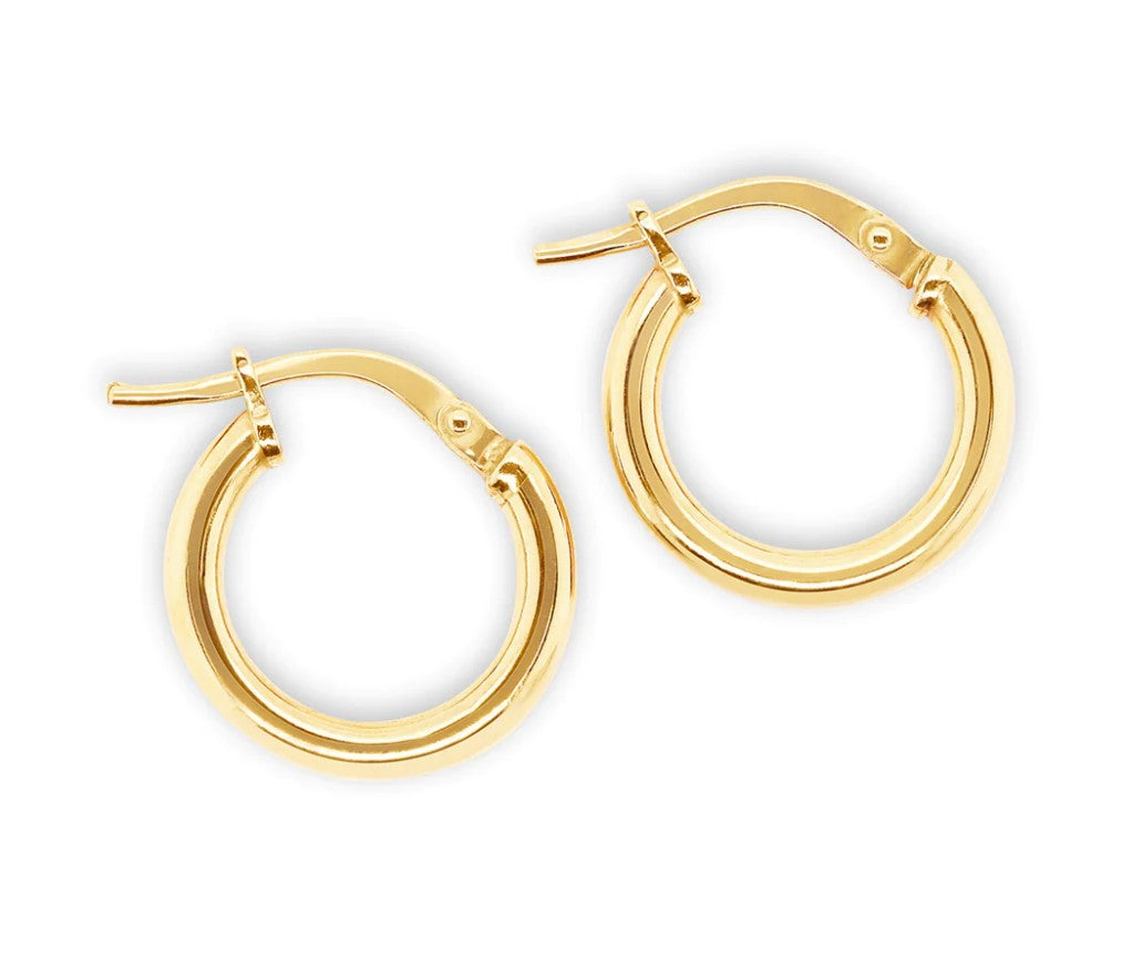 9k Yellow Gold Plain Hoops