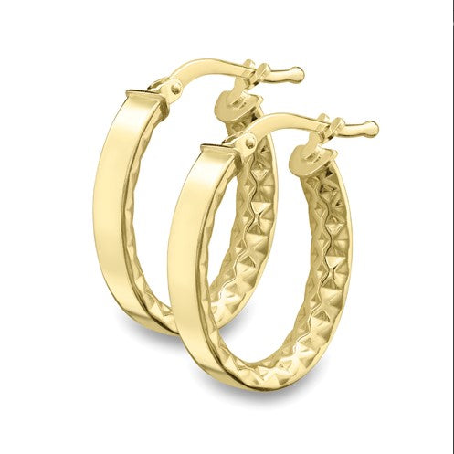 9k Yellow Gold Oval Hoop Earrings