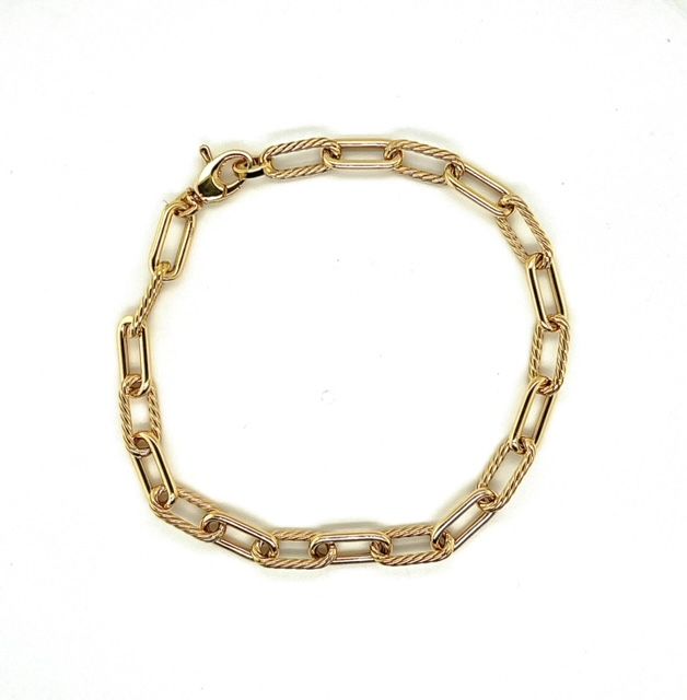 9k Yellow Gold Patterned Link Bracelet