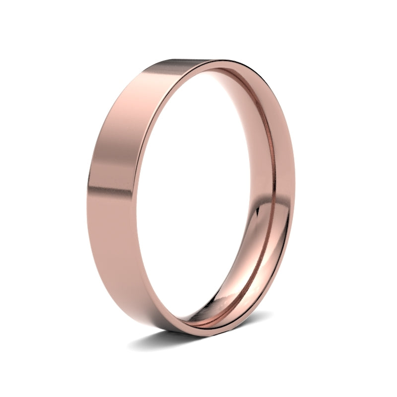 18K Rose Gold Flat Court 4mm Band
