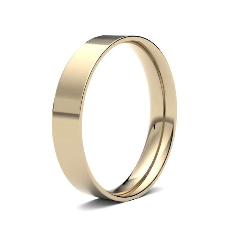 18K Yellow Gold Flat Court 4mm Band