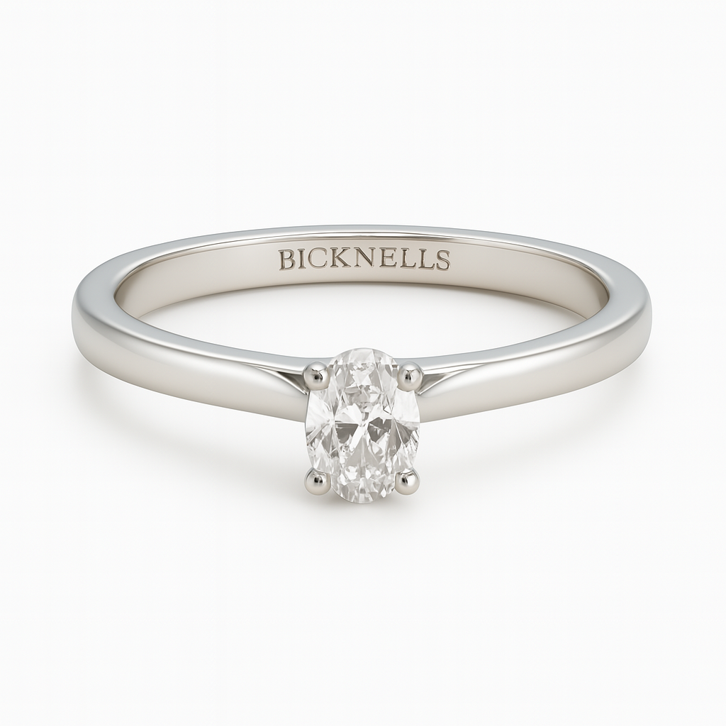 Platinum 0.24ct Oval Cut Engagement Ring