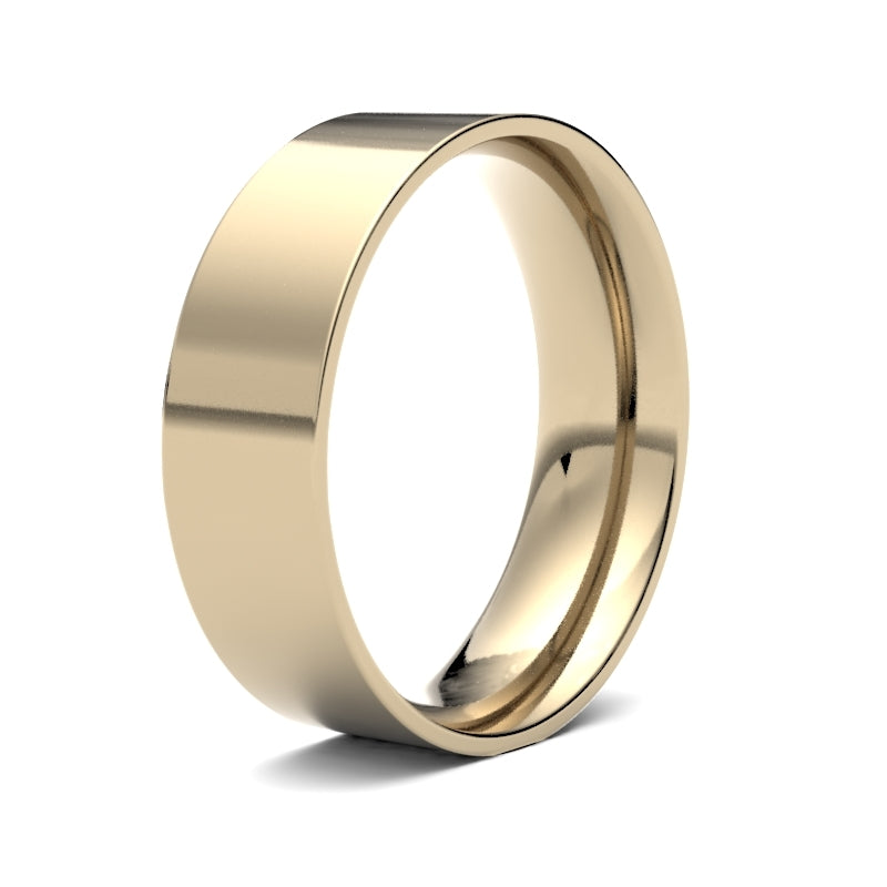 18K Yellow Gold Flat Court 6mm Band