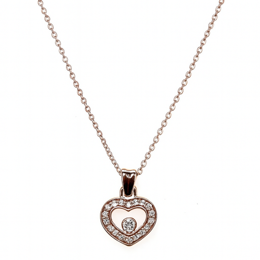 18k Rose Gold 0.20cttw Round Brilliant Cut Diamond Heart Pendant