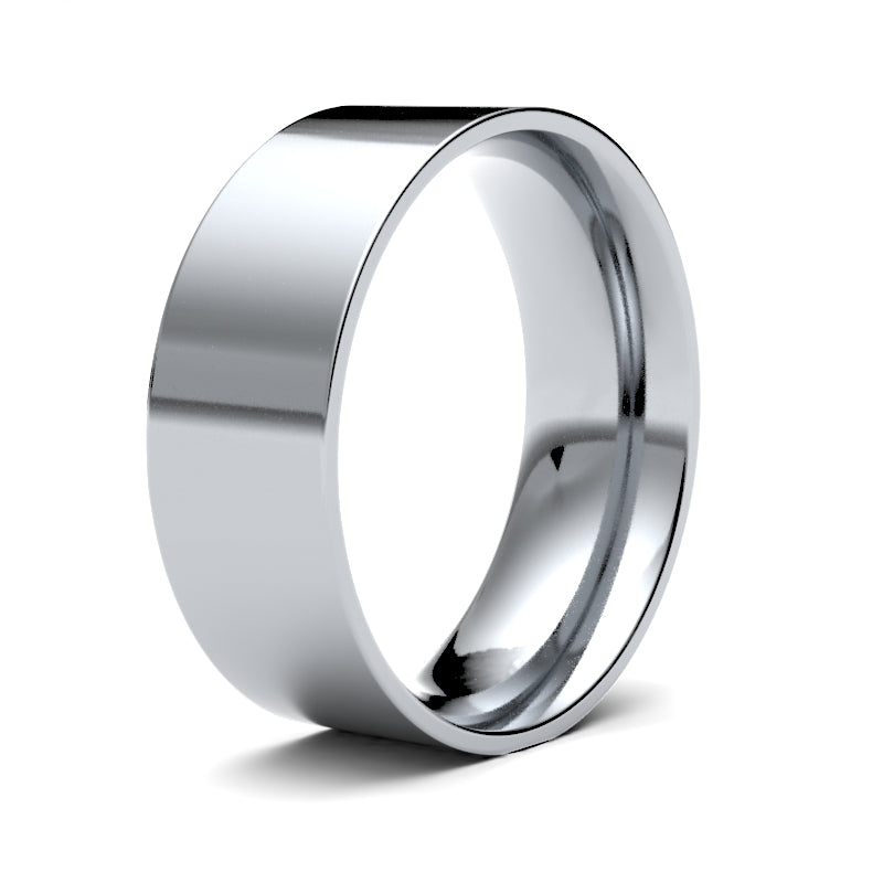 18K White Gold Flat Court 7mm Band