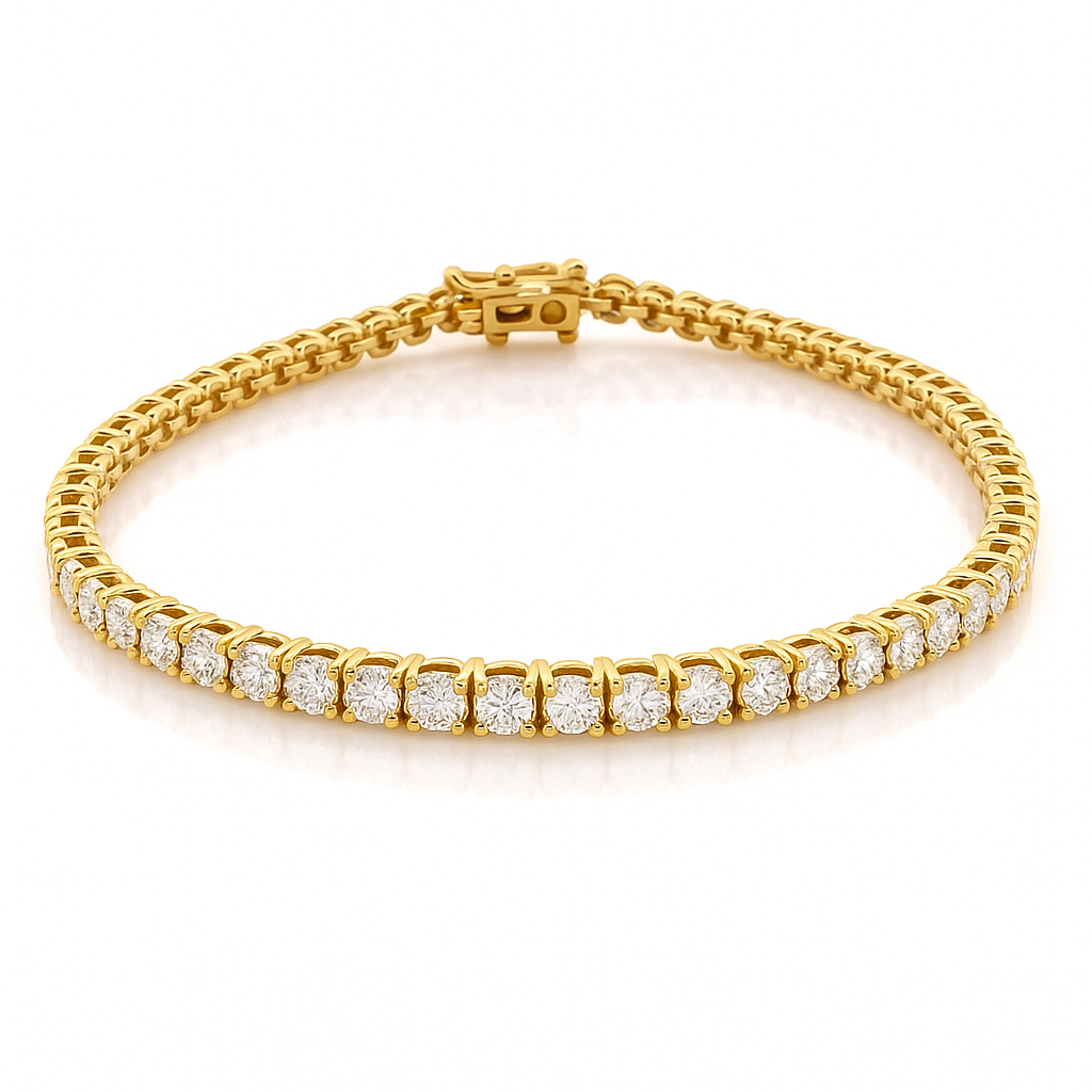 Gold bracelet with diamonds on a white background