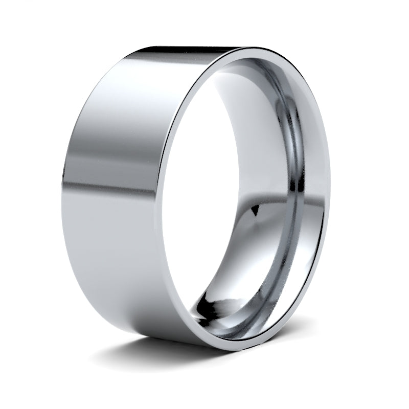 18K White Gold Flat Court 8mm Band