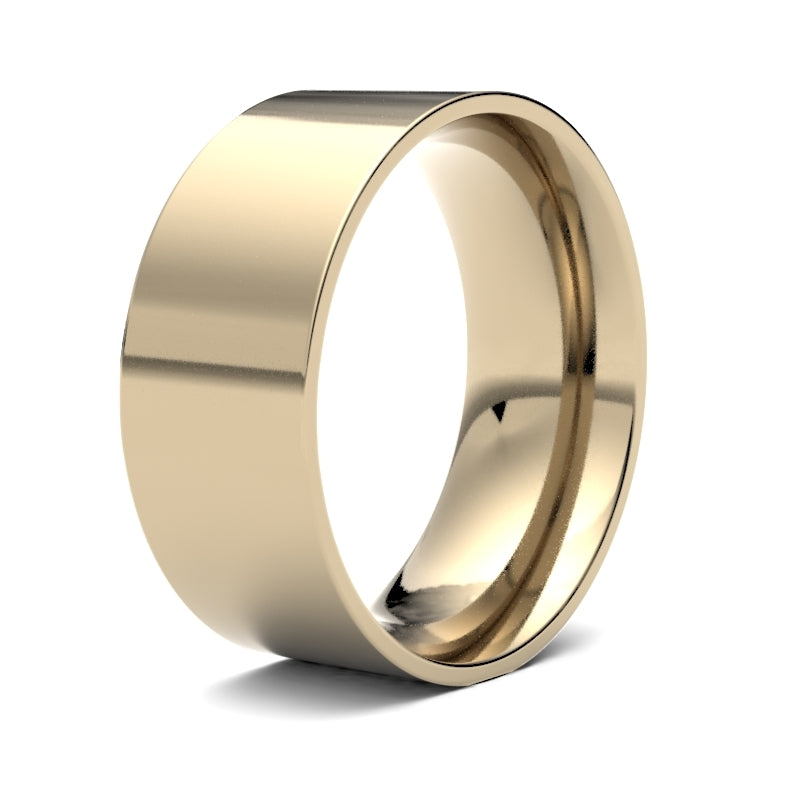 18K Yellow Gold Flat Court 8mm Band