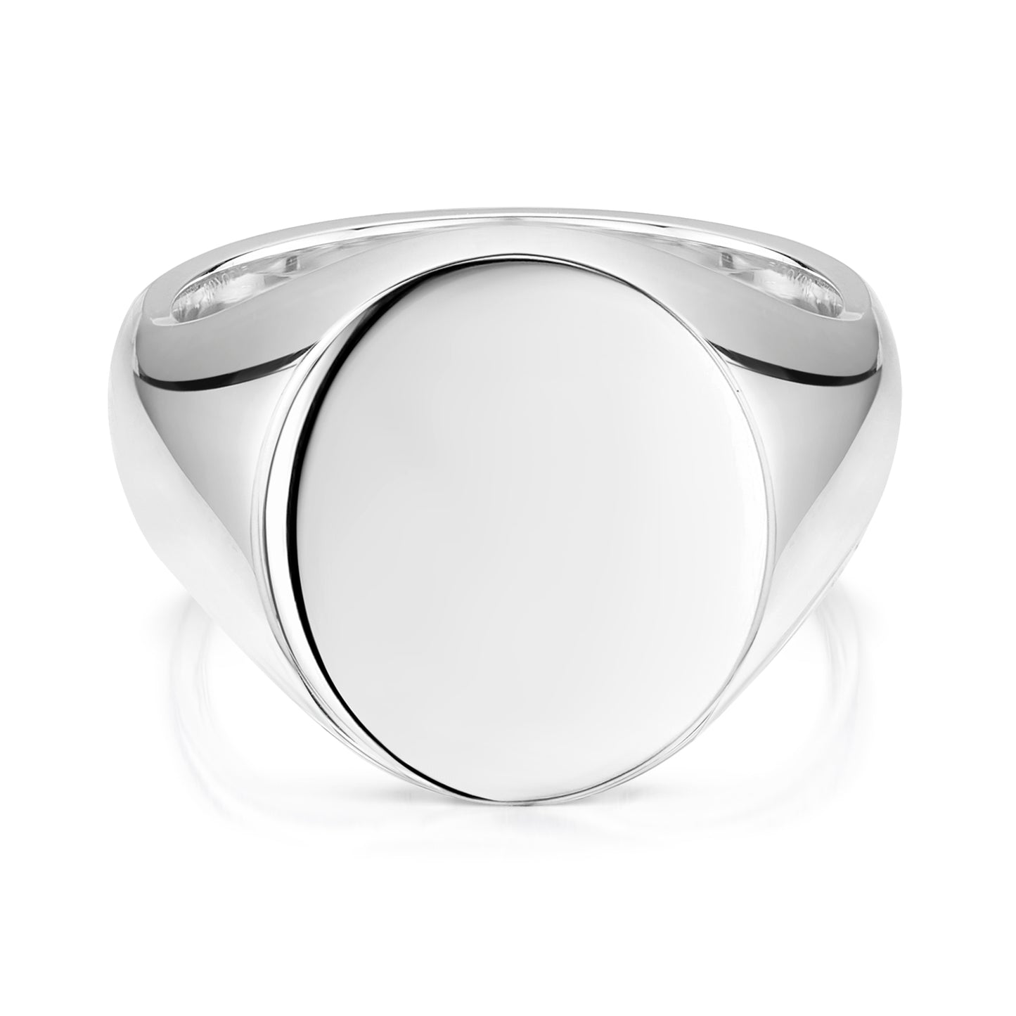 Platinum Oval Large Signet Ring Size O