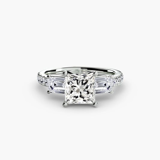 Three-Stone Ring with Pavé Band 4