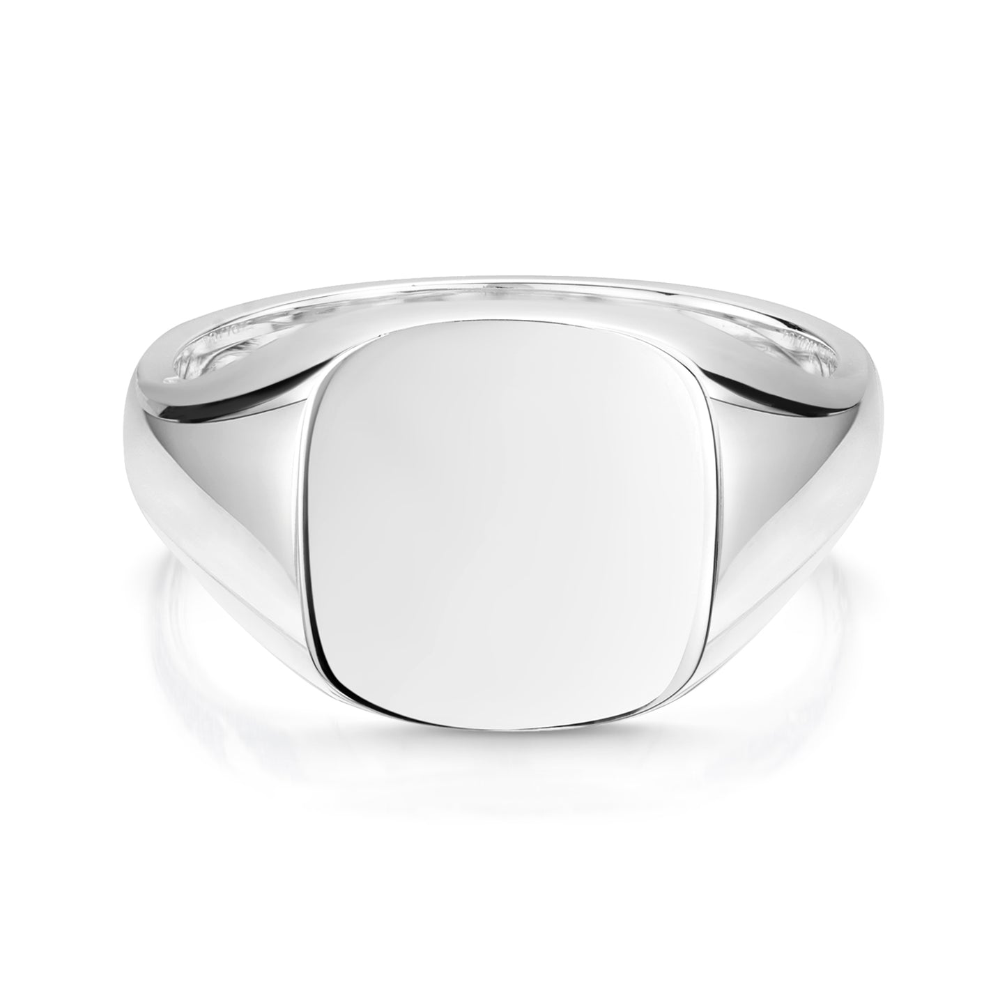 9k White Cushion Signet Ring Size P