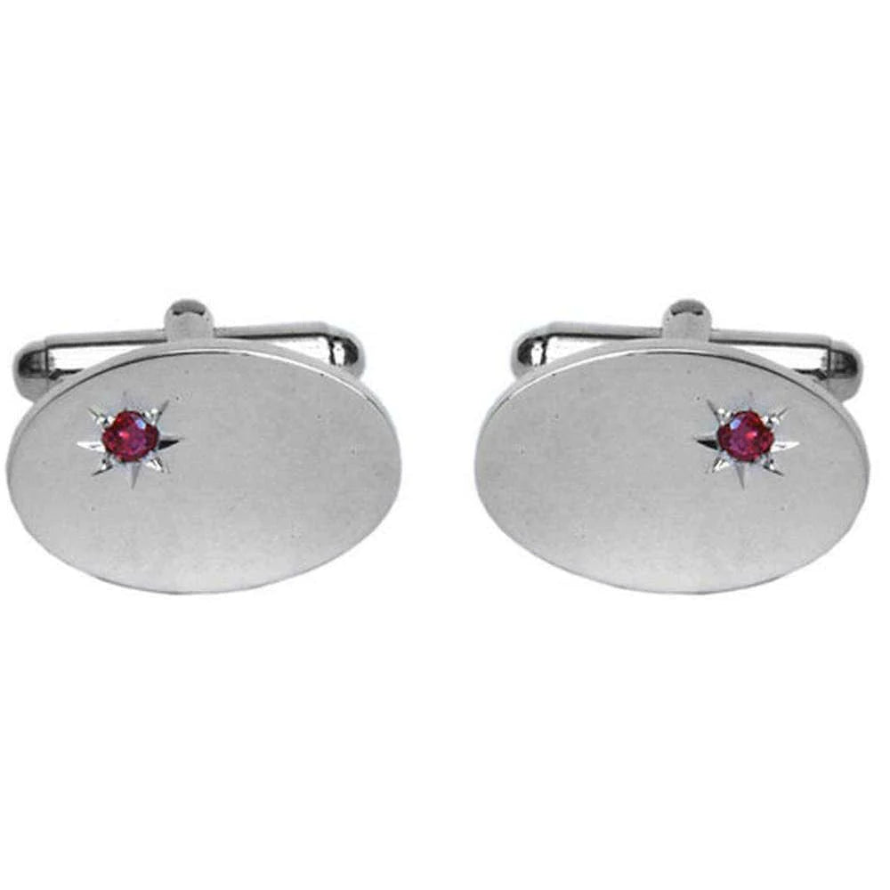 Oval Ruby Set Cufflinks in Sterling Silver