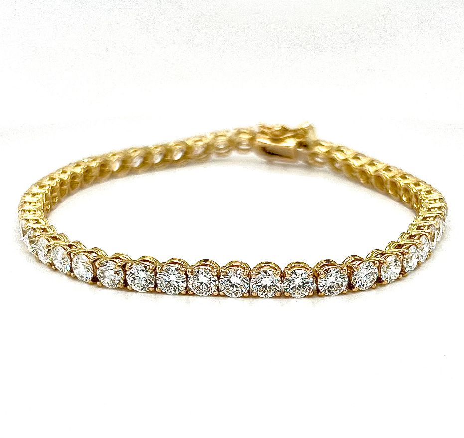 18k Yellow Gold 9.38ct Round Brilliant Lab Grown Diamond Bracelet