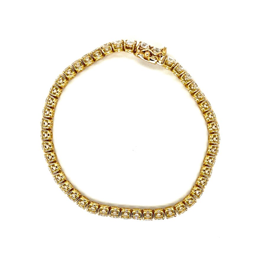 18k Yellow Gold 9.38ct Round Brilliant Lab Grown Diamond Bracelet