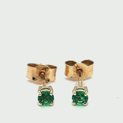 9k Yellow Gold Emerald Stud Earrings