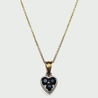 18k Yellow & White Gold 0.37ct Sapphire Heart Pendant