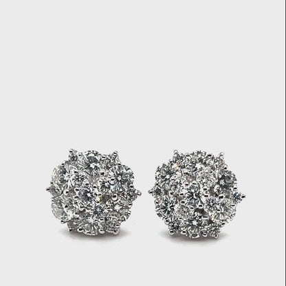 18k White Gold 1.75ct Round Brilliant Diamond Cluster Earrings