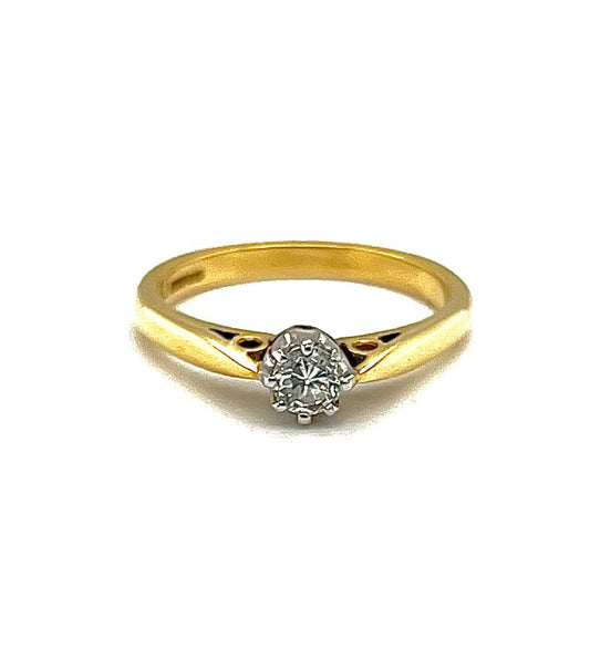 18k Yellow & White Gold 0.21ct Round Brilliant Engagement Ring