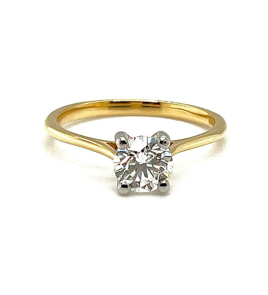 18k Yellow & White Gold 0.80ct Round Brilliant Engagement Ring