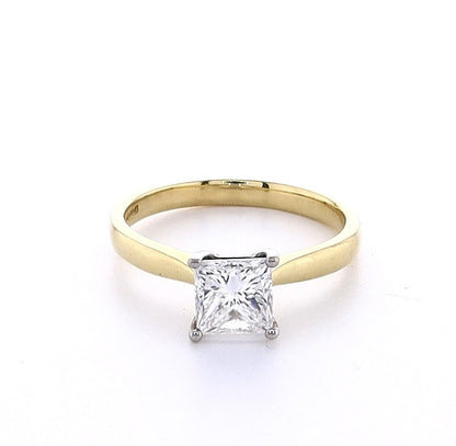 18K Yellow & White Gold 1.05ct Princess Cut Engagement Ring