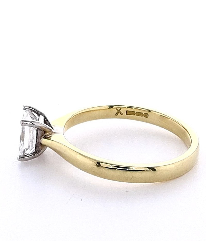 18K Yellow & White Gold 1.05ct Princess Cut Engagement Ring