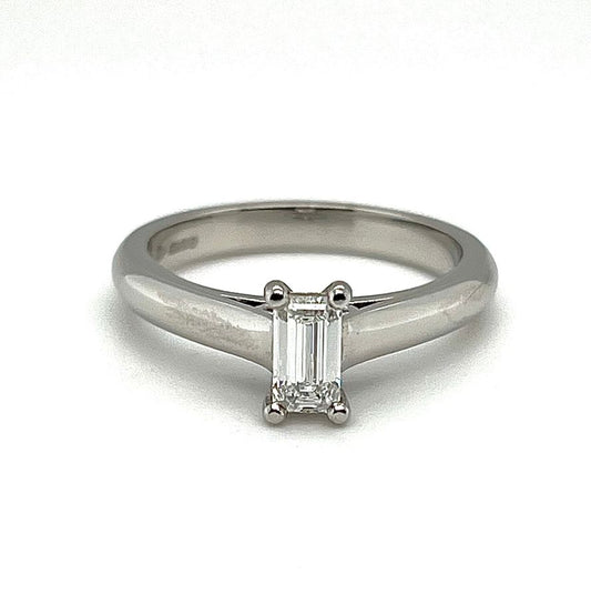 Platinum 0.44ct Emerald Cut Engagement Ring