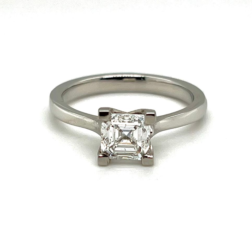 Platinum 1.05ct Asscher Cut Engagement Ring