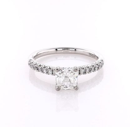 Platinum 0.90ct Cushion Cut Engagement Ring