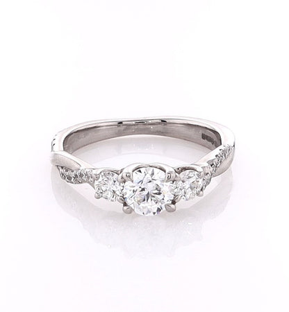 Platinum 0.50ct Round Brilliant Triolgy Engagement Ring