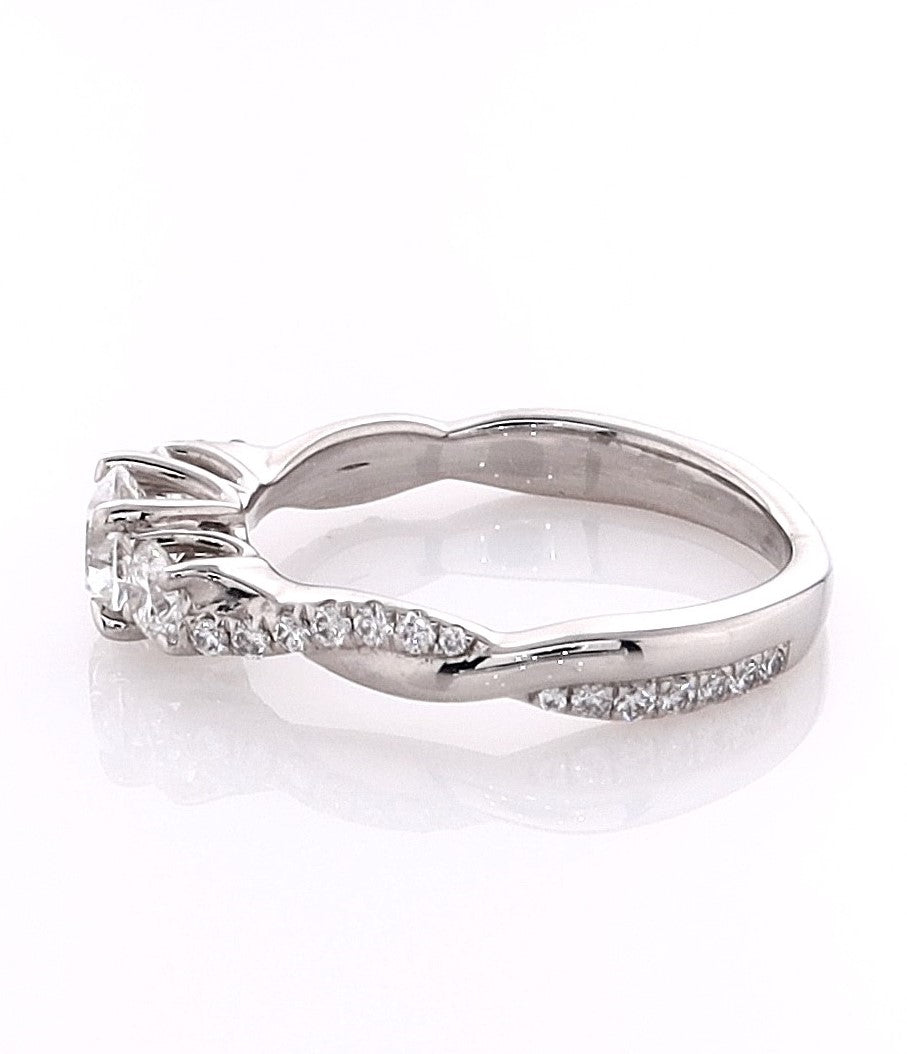 Platinum 0.50ct Round Brilliant Triolgy Engagement Ring