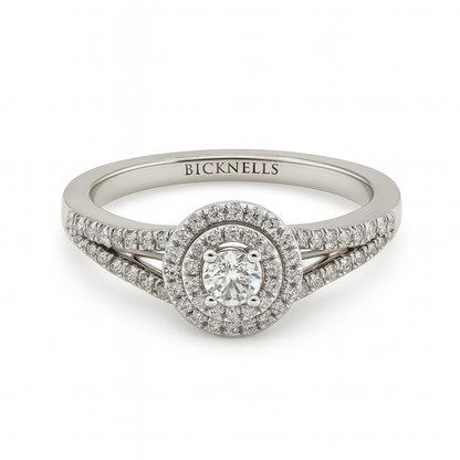Platinum 0.36ct Round Brilliant Double Halo Engagement Ring