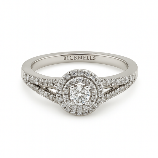 Platinum 0.36ct Round Brilliant Double Halo Engagement Ring