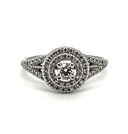 Platinum 0.36ct Round Brilliant Double Halo Engagement Ring