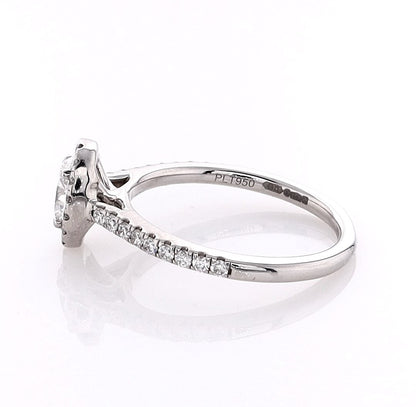 Platinum 0.51ct Oval Cut Diamond Halo Engagement Ring
