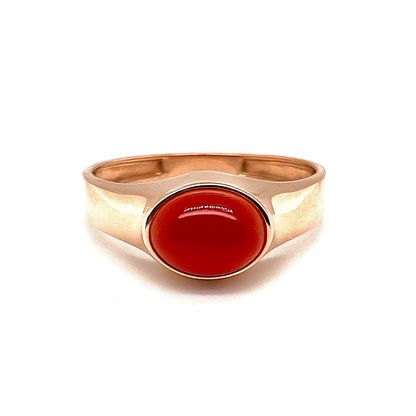 18k Rose Gold Oval Cabochon Cornelian Ring