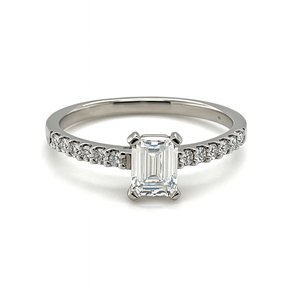 Platinum 0.54ct Emerald Cut Engagement Ring