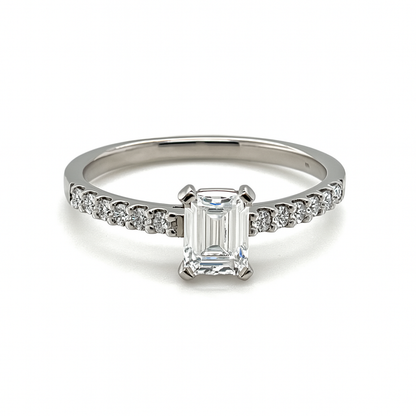 Platinum 0.54ct Emerald Cut Engagement Ring