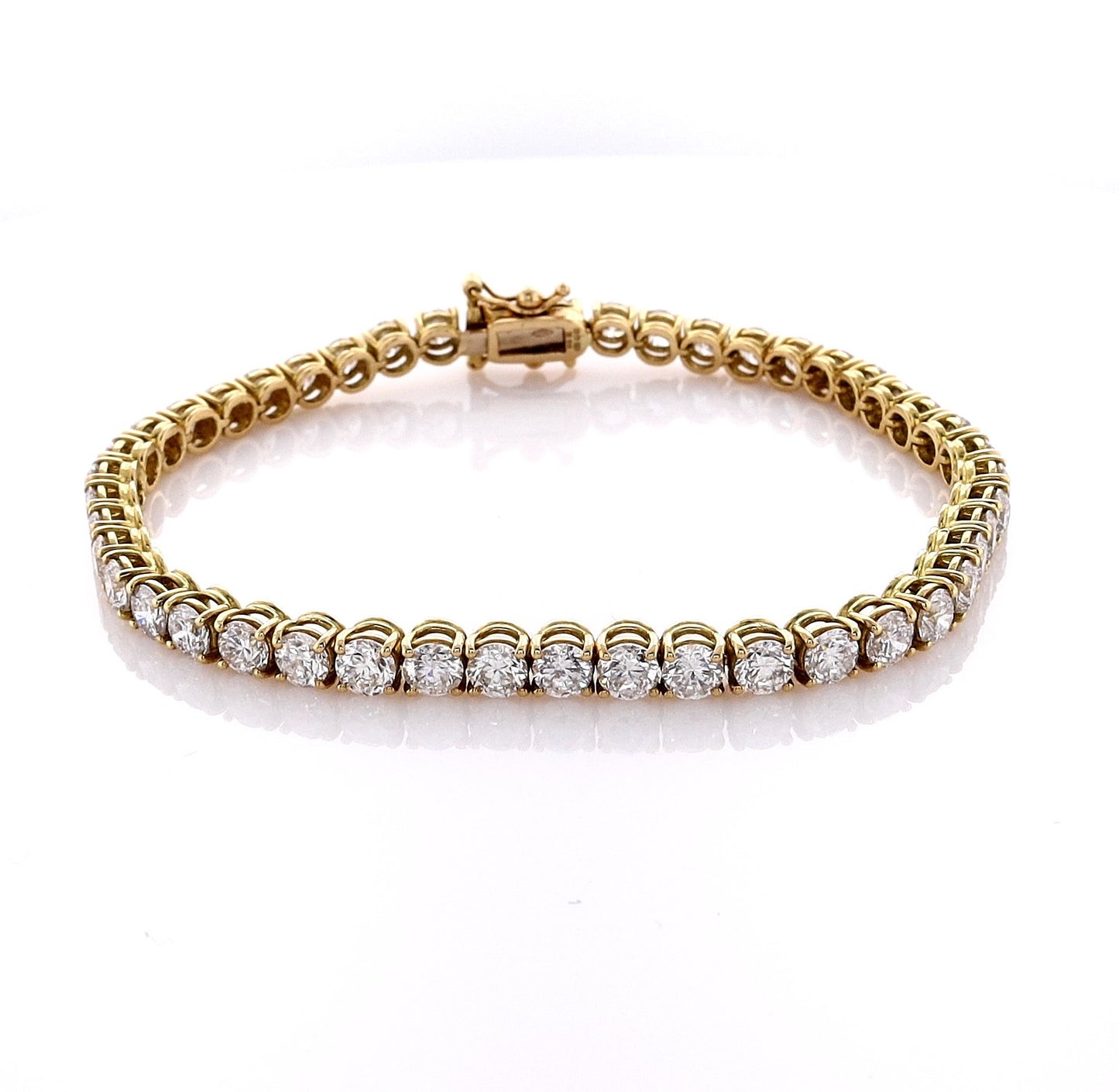 18k Yellow Gold 8.61ct Round Brilliant Diamond Tennis Bracelet