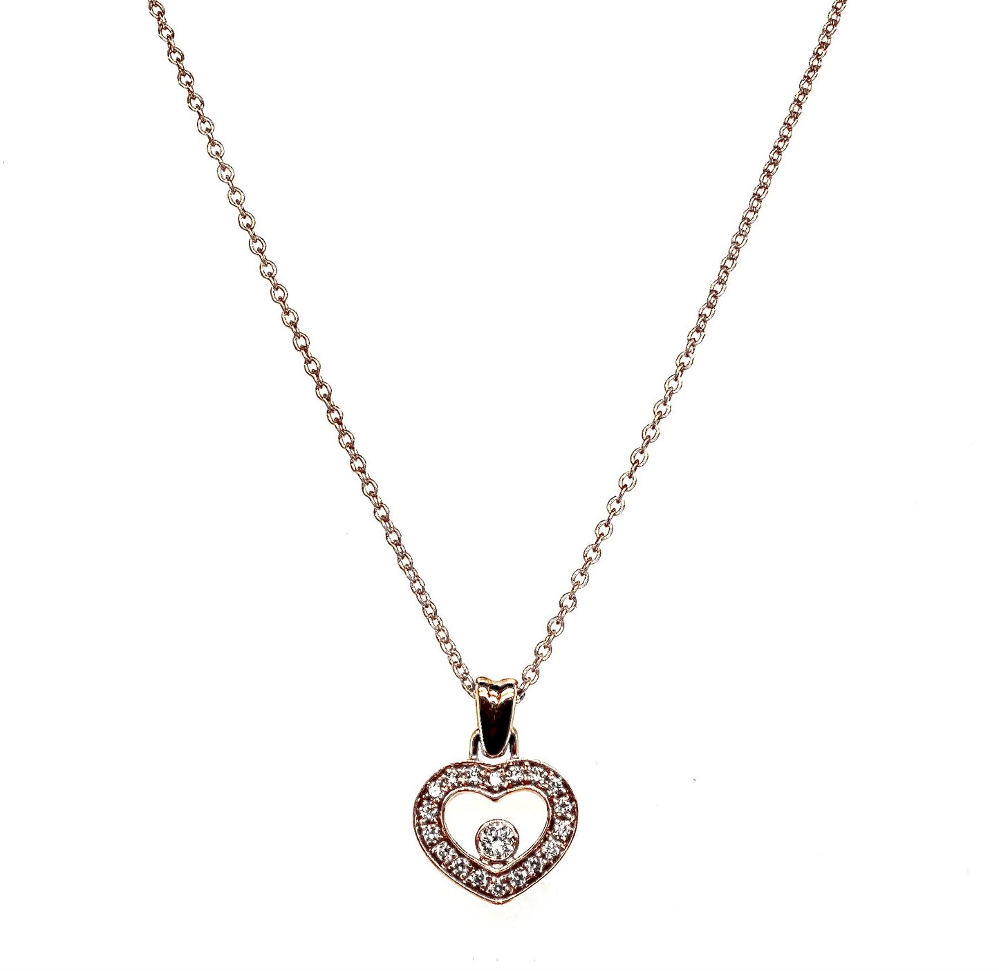 18k Rose Gold 0.20ct Round Brilliant Diamond Heart Pendant
