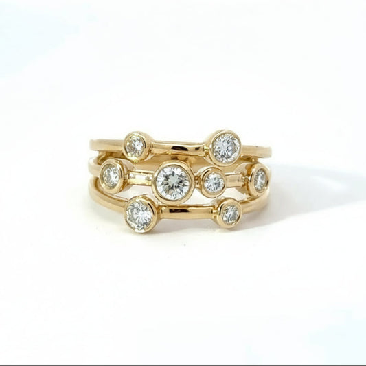 9k Yellow Gold 0.50cttw Round Brilliant Cut Lab Diamond Scatter Ring