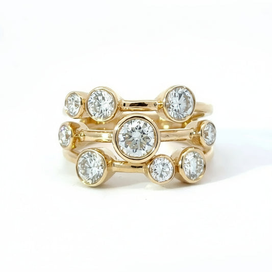 9k Yellow Gold 1.00cttw Round Brilliant Cut Lab Diamond Scatter Ring