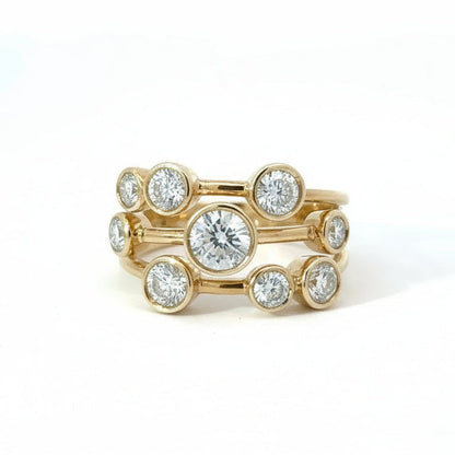 9k Yellow Gold 1.50cttw Round Brilliant Cut Lab Diamond Scatter Ring
