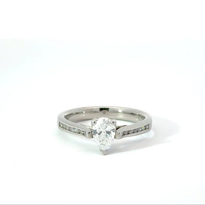 Platinum 0.76cttw Pear Cut Lab Diamond Solitaire Engagement Ring