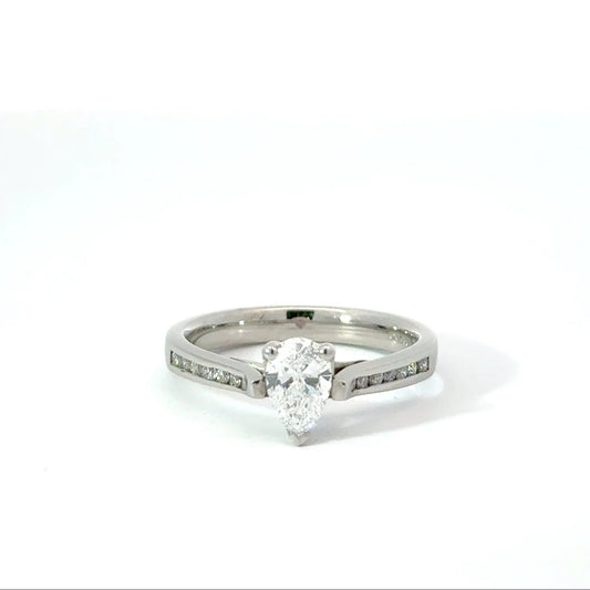 Platinum 0.76cttw Pear Cut Lab Diamond Solitaire Engagement Ring