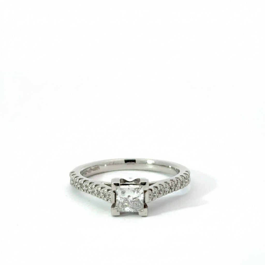 Platinum 0.81cttw Princess Cut Lab Diamond Solitaire Engagement Ring