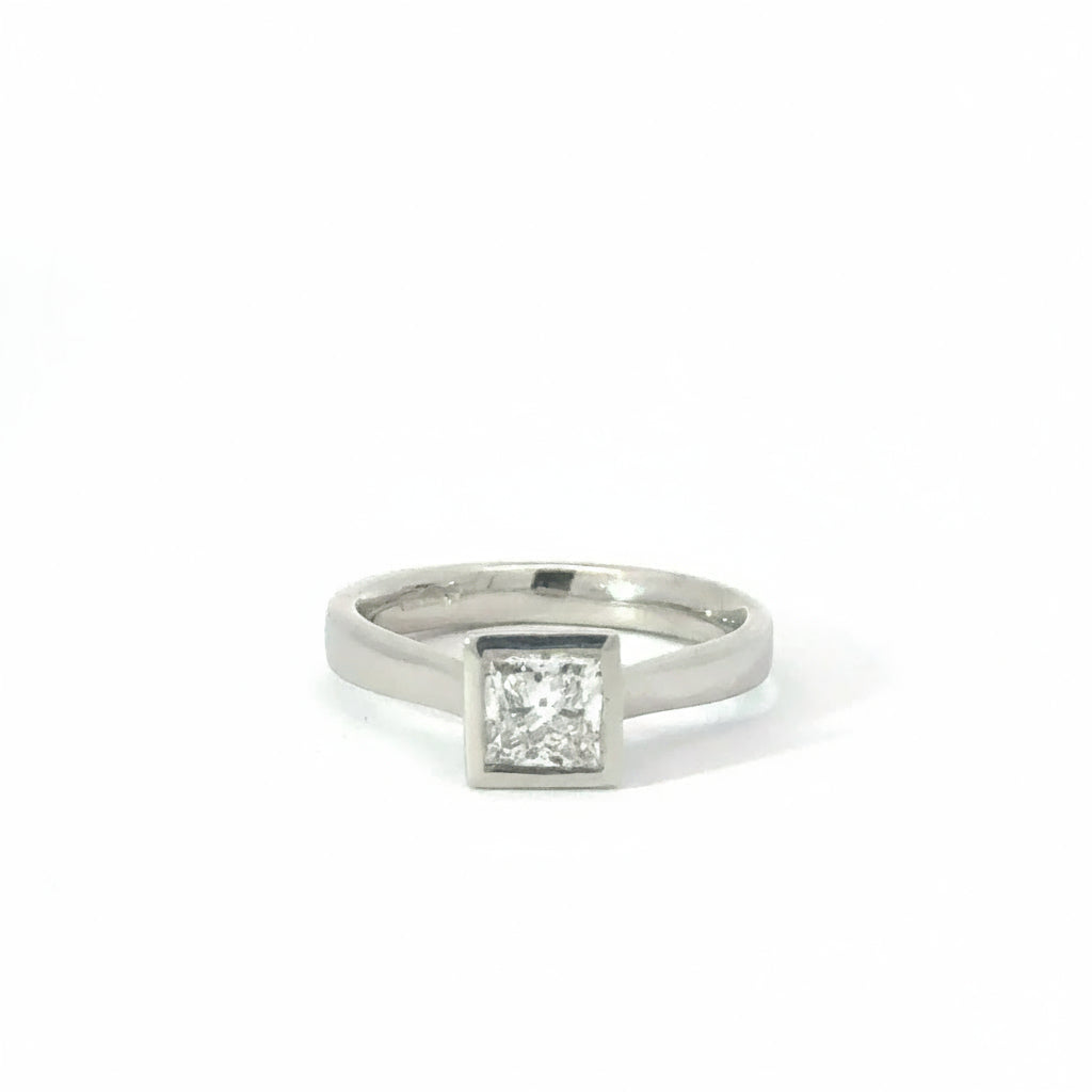 Platinum 0.61ct Princess Cut Lab Diamond Solitaire Engagement Ring