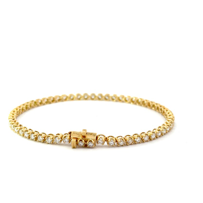 18k Yellow Gold 2.24cttw Round Brilliant Cut Lab Diamond Tennis Bracelet