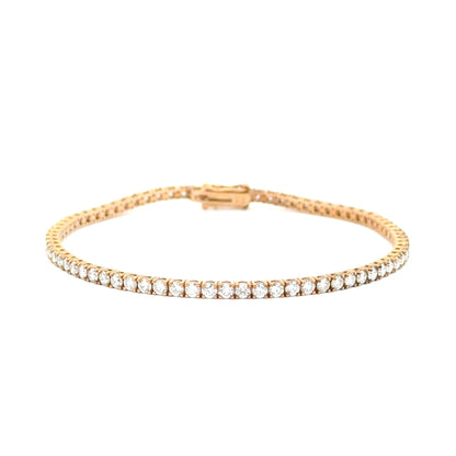 9k Yellow Gold 3.15cttw Round Brilliant Cut Lab Diamond Tennis Bracelet