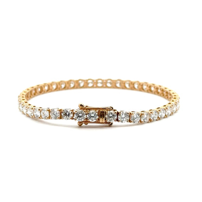 9k Yellow Gold 10.01cttw Round Brilliant Cut Lab Diamond Tennis Bracelet